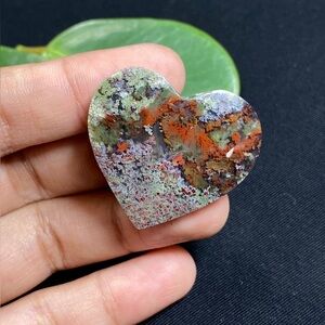 Heart-Shaped Multicolor Moss Agate Pendant